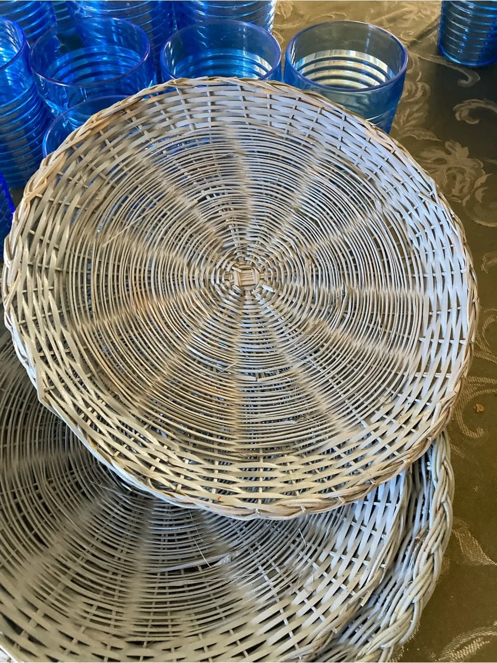 Blue Rattan paper plate holders-6
